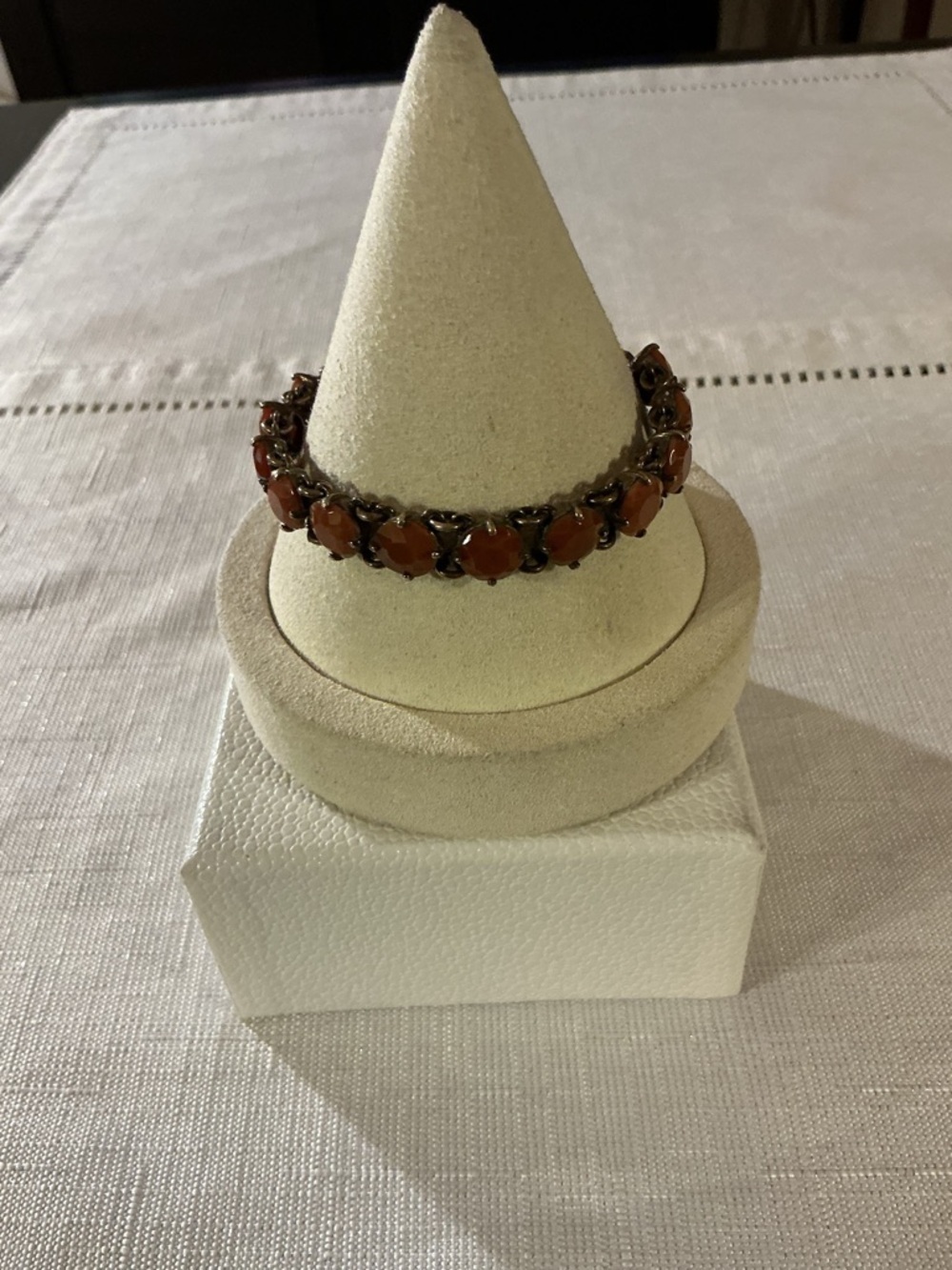 J. Crew Carnelian Brass Tone Line Bracelet